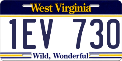 WV license plate 1EV730