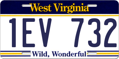 WV license plate 1EV732