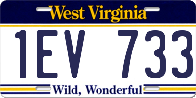 WV license plate 1EV733