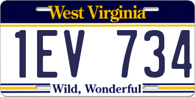 WV license plate 1EV734