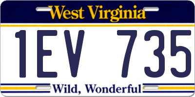 WV license plate 1EV735