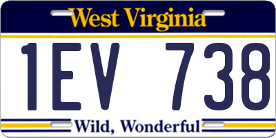WV license plate 1EV738