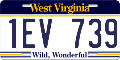 WV license plate 1EV739
