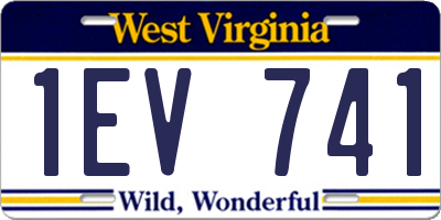 WV license plate 1EV741