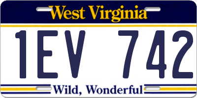WV license plate 1EV742