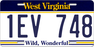 WV license plate 1EV748