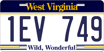 WV license plate 1EV749