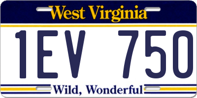WV license plate 1EV750
