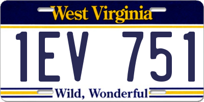 WV license plate 1EV751