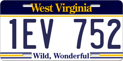 WV license plate 1EV752