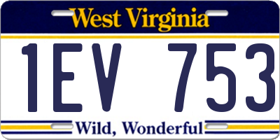 WV license plate 1EV753