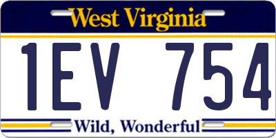 WV license plate 1EV754