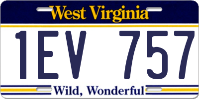WV license plate 1EV757