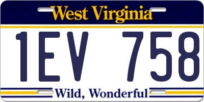 WV license plate 1EV758