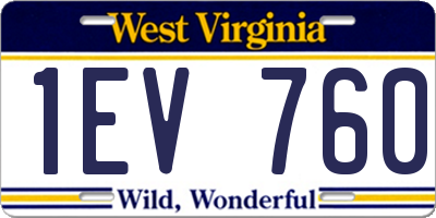 WV license plate 1EV760