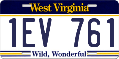 WV license plate 1EV761