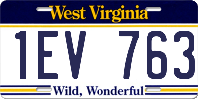 WV license plate 1EV763