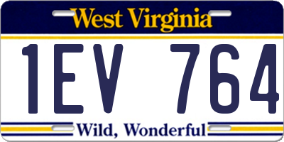 WV license plate 1EV764