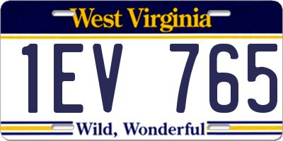 WV license plate 1EV765