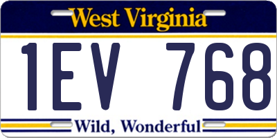WV license plate 1EV768