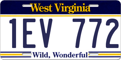 WV license plate 1EV772