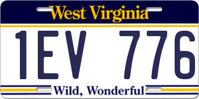 WV license plate 1EV776