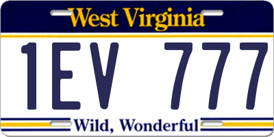 WV license plate 1EV777