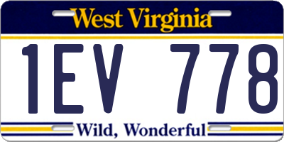 WV license plate 1EV778