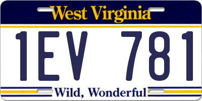 WV license plate 1EV781