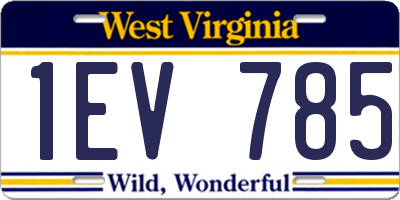 WV license plate 1EV785