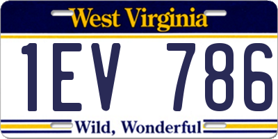 WV license plate 1EV786