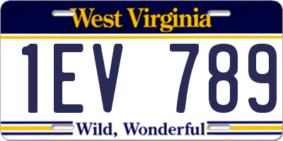 WV license plate 1EV789