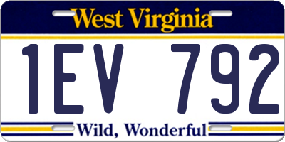 WV license plate 1EV792
