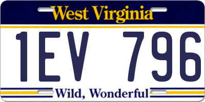 WV license plate 1EV796