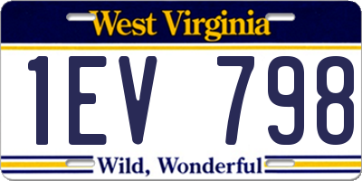 WV license plate 1EV798