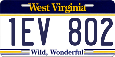 WV license plate 1EV802