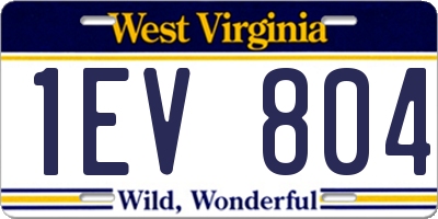 WV license plate 1EV804