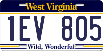 WV license plate 1EV805
