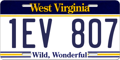 WV license plate 1EV807