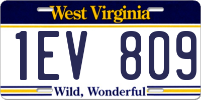 WV license plate 1EV809