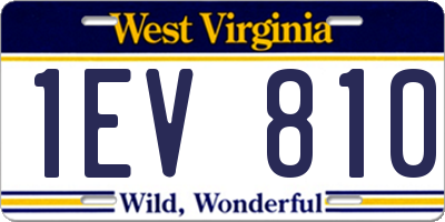 WV license plate 1EV810