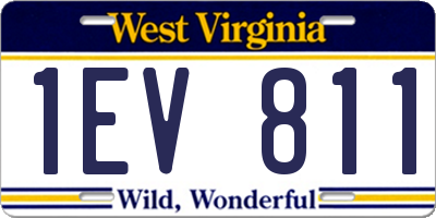 WV license plate 1EV811