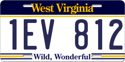 WV license plate 1EV812