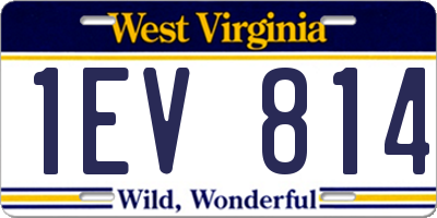 WV license plate 1EV814