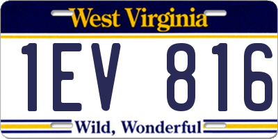 WV license plate 1EV816