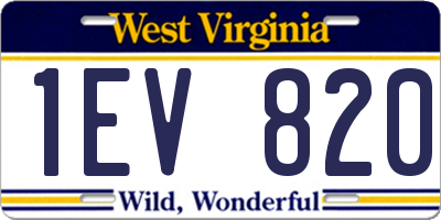 WV license plate 1EV820