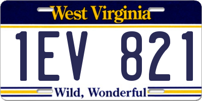 WV license plate 1EV821