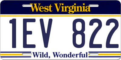 WV license plate 1EV822