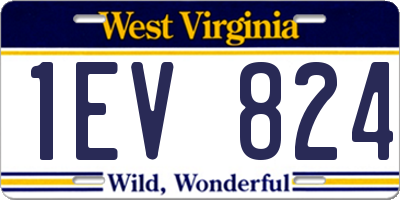 WV license plate 1EV824