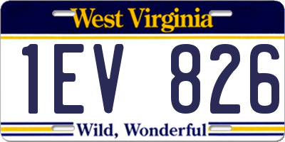 WV license plate 1EV826